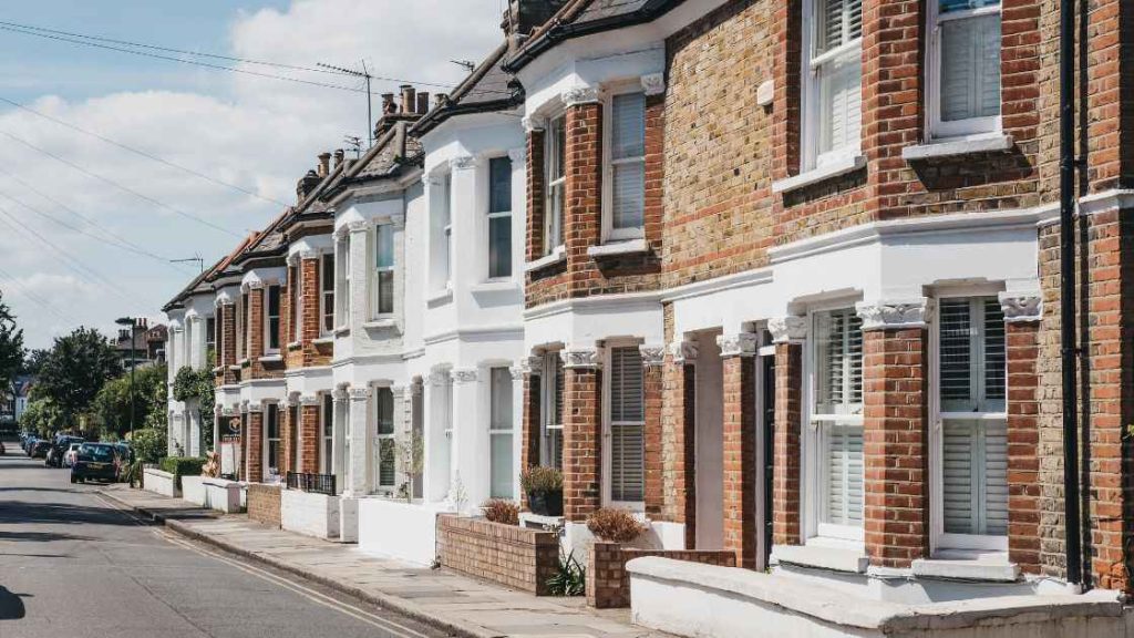 a quiet London residential side street of terraced houses near Haringey, London